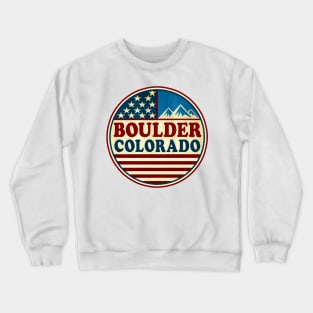 Boulder Colorado Mountains Red White And Blue Crewneck Sweatshirt